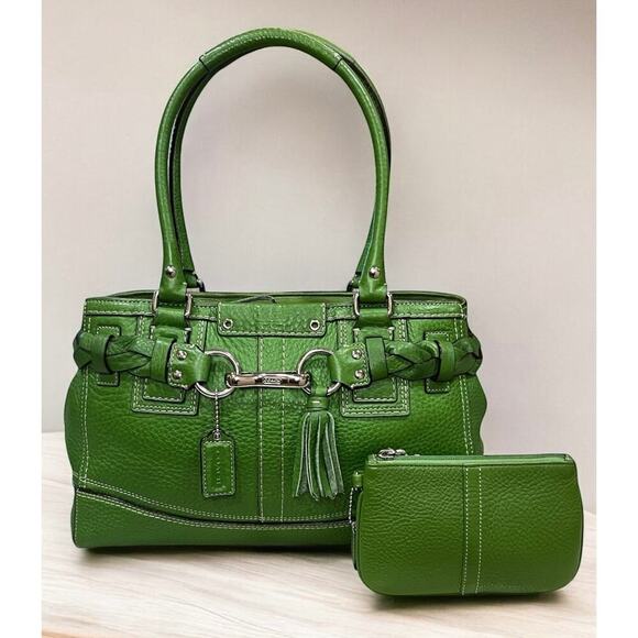 Y2K Coach F13084 Hamptons Braided Pebble Leather Satchel & Wristlet - Picture 16 of 16